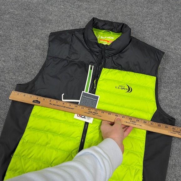 Sunice Vest Men L Black Neon Green Down Puffer US Open 2015 Golf Superlite FX - Picture 7 of 11